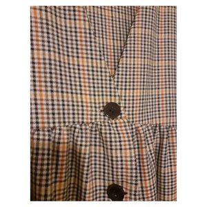 Zara v-neck checked plaid midi dress XS, buttoned